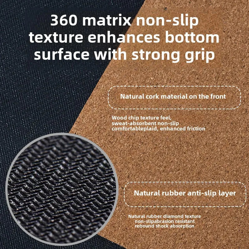 2025 Nouveau tapis de yoga de luxe en liège et caoutchouc naturel avec lignes d'alignement gravées au laser - Absorption des chocs, antidérapant, réduction du bruit