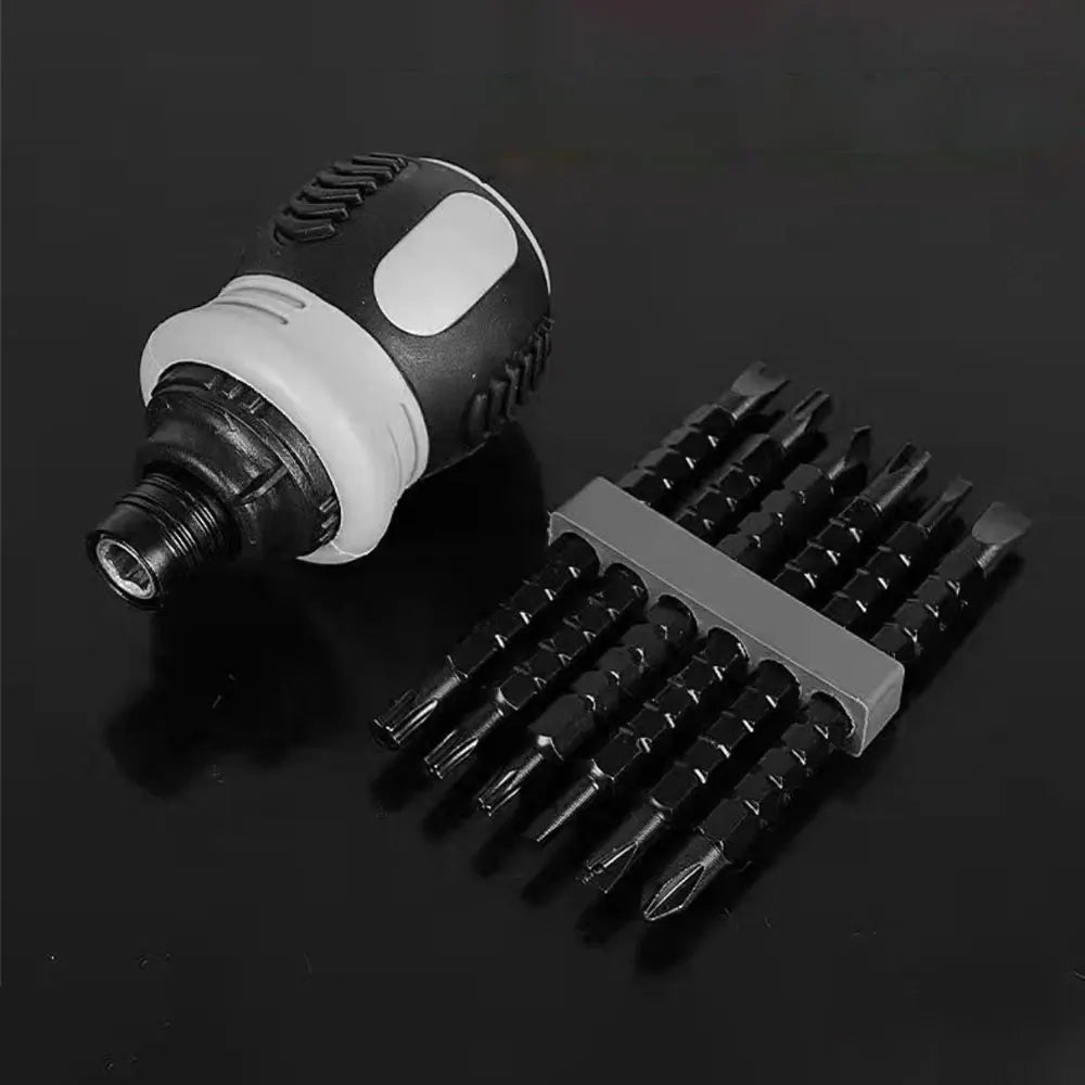Jeu de tournevis à cliquet, poignée courte, tête de forage à rainure transversale, tournevis télescopique détachable en acier, outils manuels de réparation
