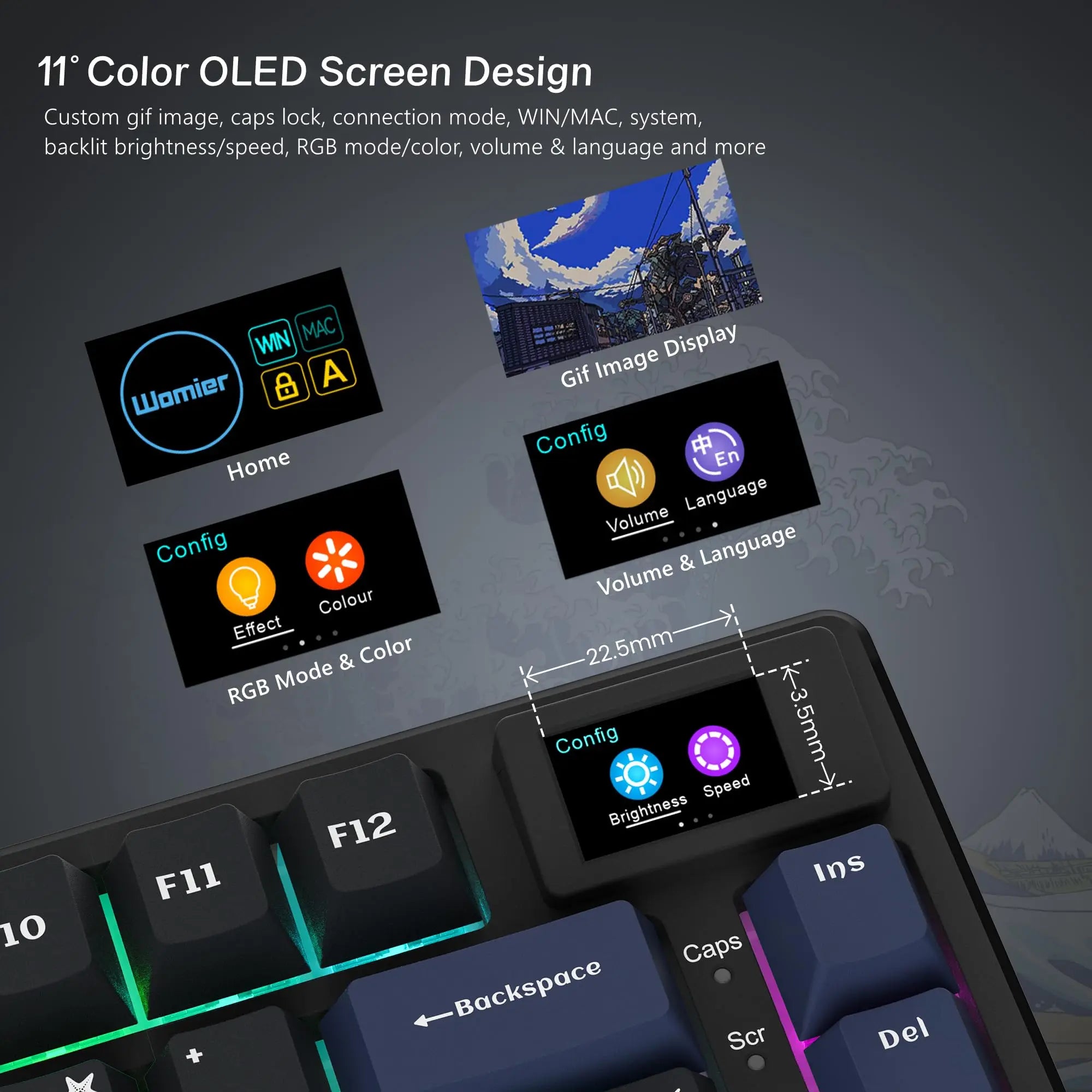 Womier S-K80 75% clavier avec écran OLED couleur clavier de jeu mécanique échange à chaud clavier joint montage rvb clavier personnalisé