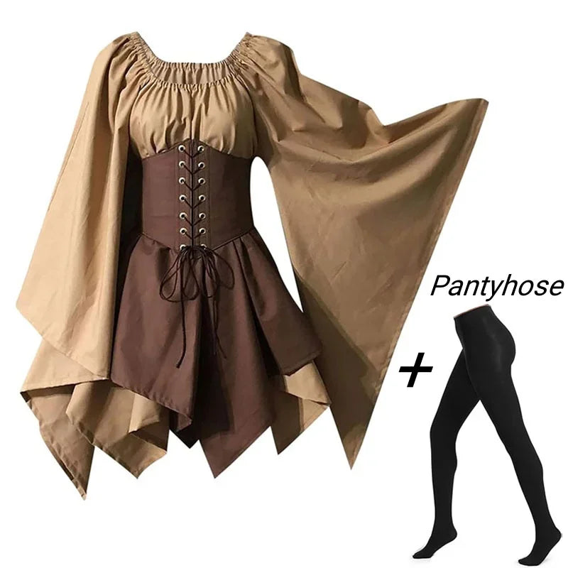 Costume médiéval pour femmes, robe médiévale de la Renaissance, fée elfe, Costume traditionnel Viking irlandais, oreille d'elfe pour fête d'halloween