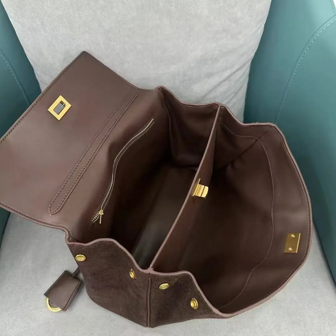 Sacs à main en cuir véritable pour femmes, fourre-tout en cuir véritable glacé, sac à bandoulière en daim marron pour dames, design moderne personnalisé