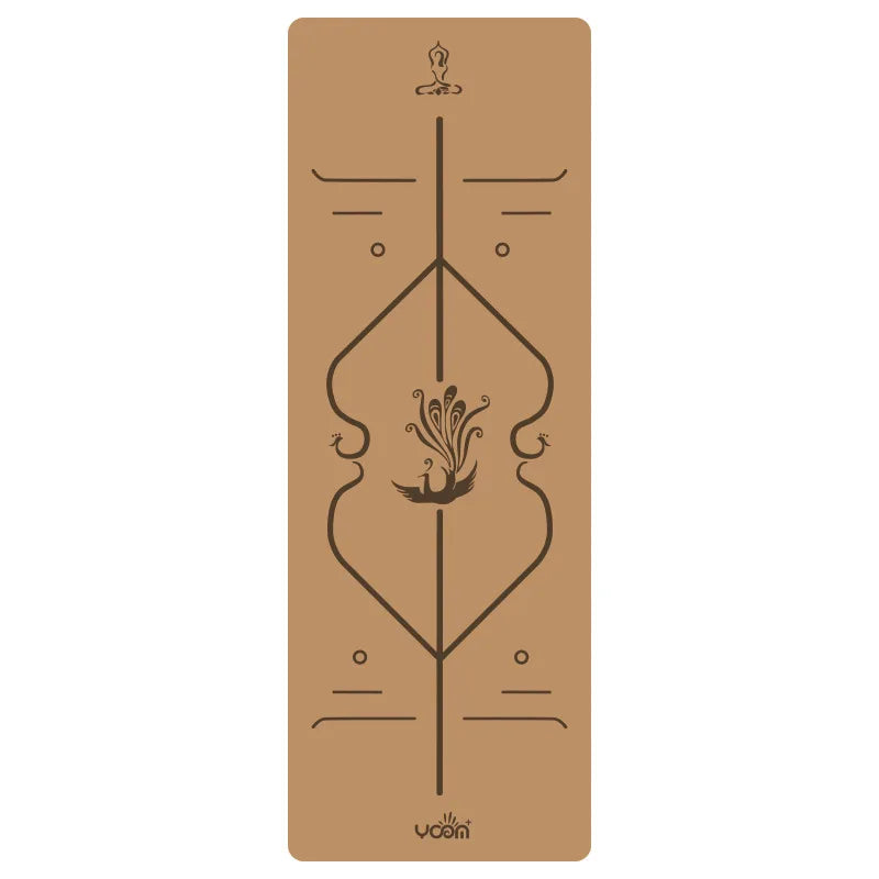 2025 Nouveau tapis de yoga de luxe en liège et caoutchouc naturel avec lignes d'alignement gravées au laser - Absorption des chocs, antidérapant, réduction du bruit