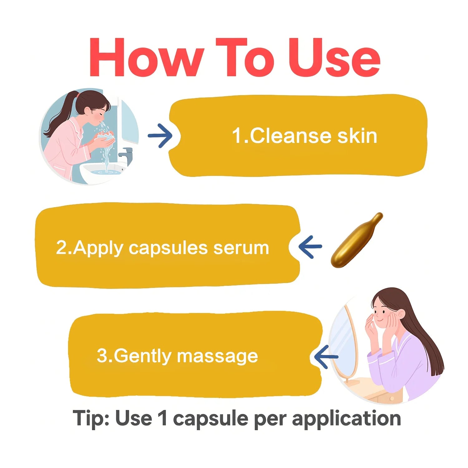 Capsules de sérum à la vitamine E, capsules d'essence à usage unique, peau du visage hydratante et hydratante, 90 capsules/bouteille - 1 bouteille