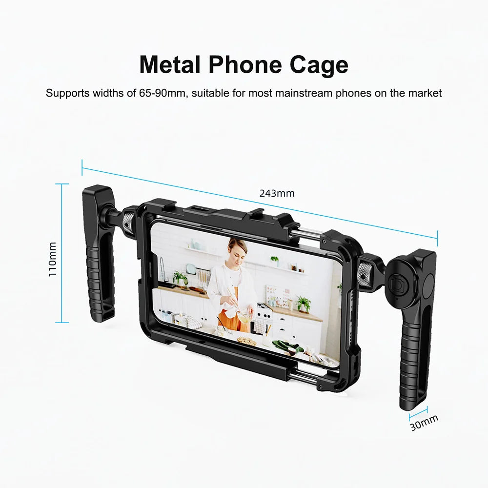 Cage pour Smartphone avec Bluetooth, pour iPhone 16 15 14 13 X XR XS Max Mini/Pro/Pro Max, poignée de téléphone, vidéo Vlog