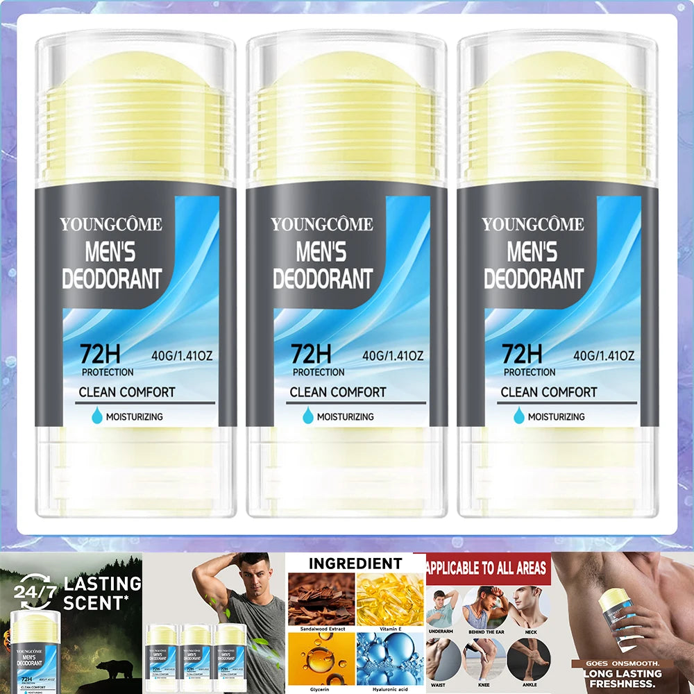 Bâton déodorant déodorant naturel pour hommes, Anti-transpiration, garde sécher, parfum durable, élimine les odeurs des aisselles, bâton rafraîchissant pour les aisselles
