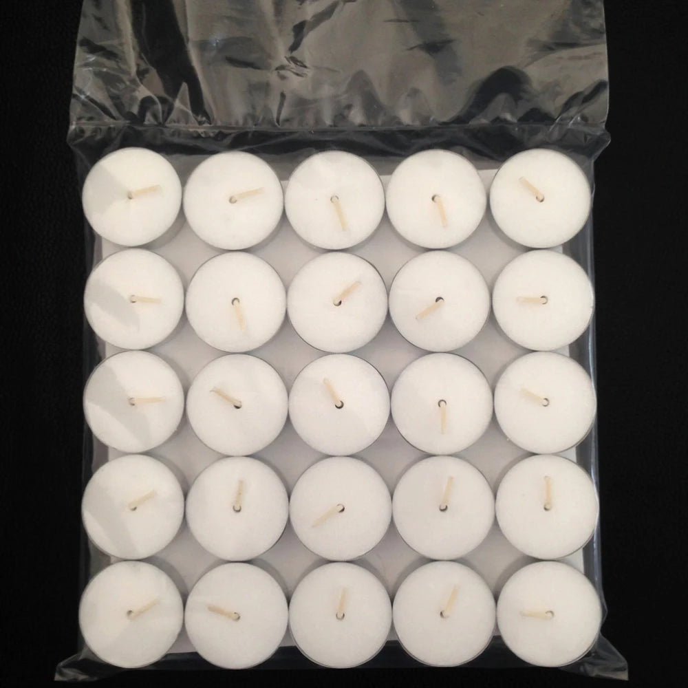 Bougies chauffe-plat en cire de paraffine naturelle, 50 pièces, bougies votives non parfumées sans fumée pour fête de mariage, noël, nouvel an