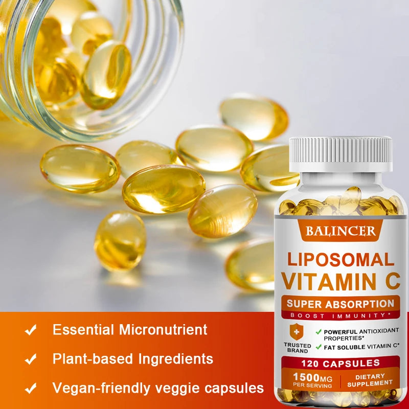 Supplément liposomal à la vitamine C – Vitamine C facilement absorbante et soluble dans les graisses, antioxydant, soutient le système immunitaire, favorise la santé de la peau