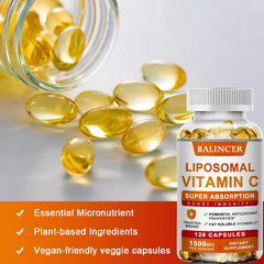 Supplément liposomal à la vitamine C – Vitamine C facilement absorbante et soluble dans les graisses, antioxydant, soutient le système immunitaire, favorise la santé de la peau