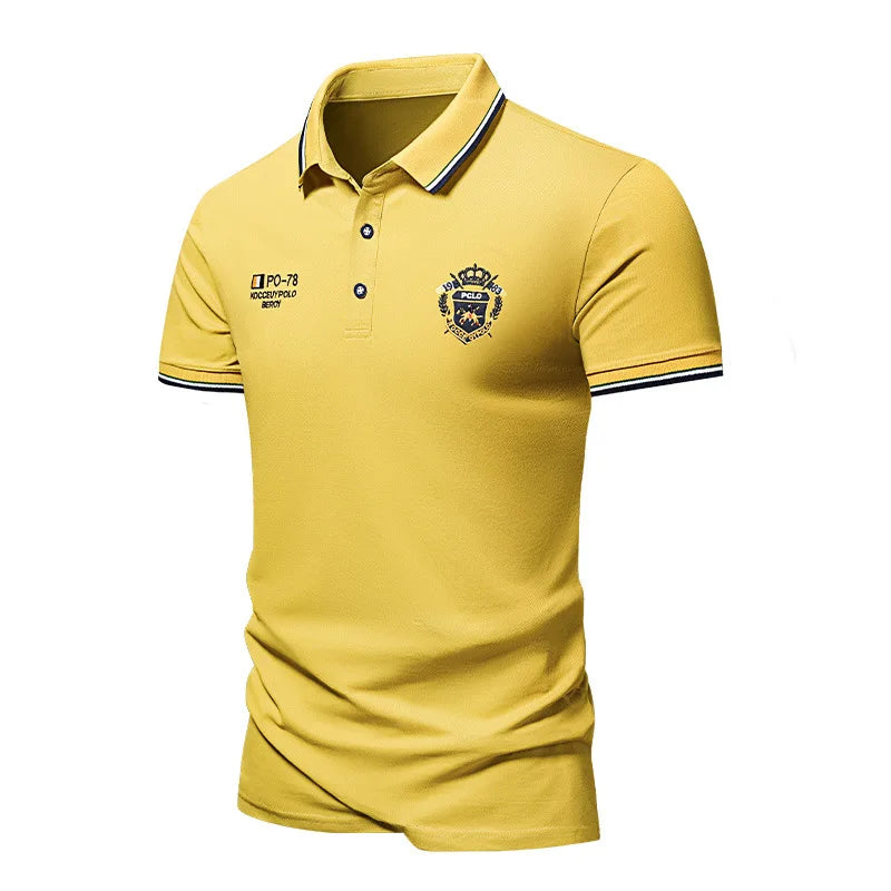 Nouveaux hommes polos brodés été à manches courtes chemise de luxe haut décontracté revers T-shirt respirant léger T-shirt Homme