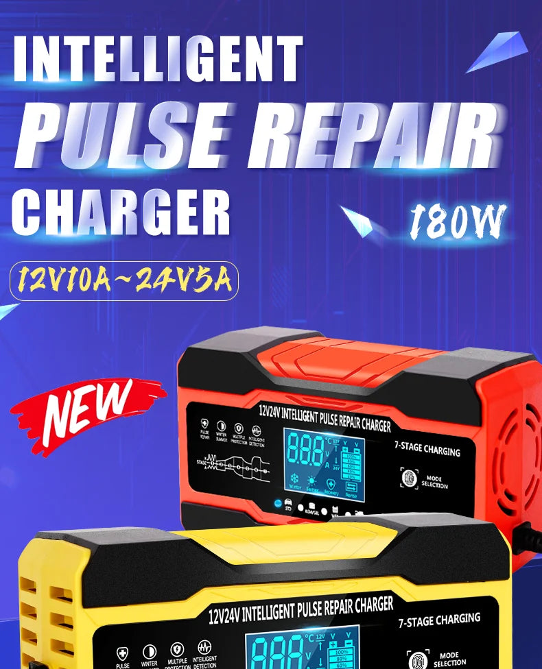 Chargeur de batterie de voiture 5A, chargeur de batterie intelligent 12V/24V, entretien automatique avec compensation de température pour tondeuse de camion