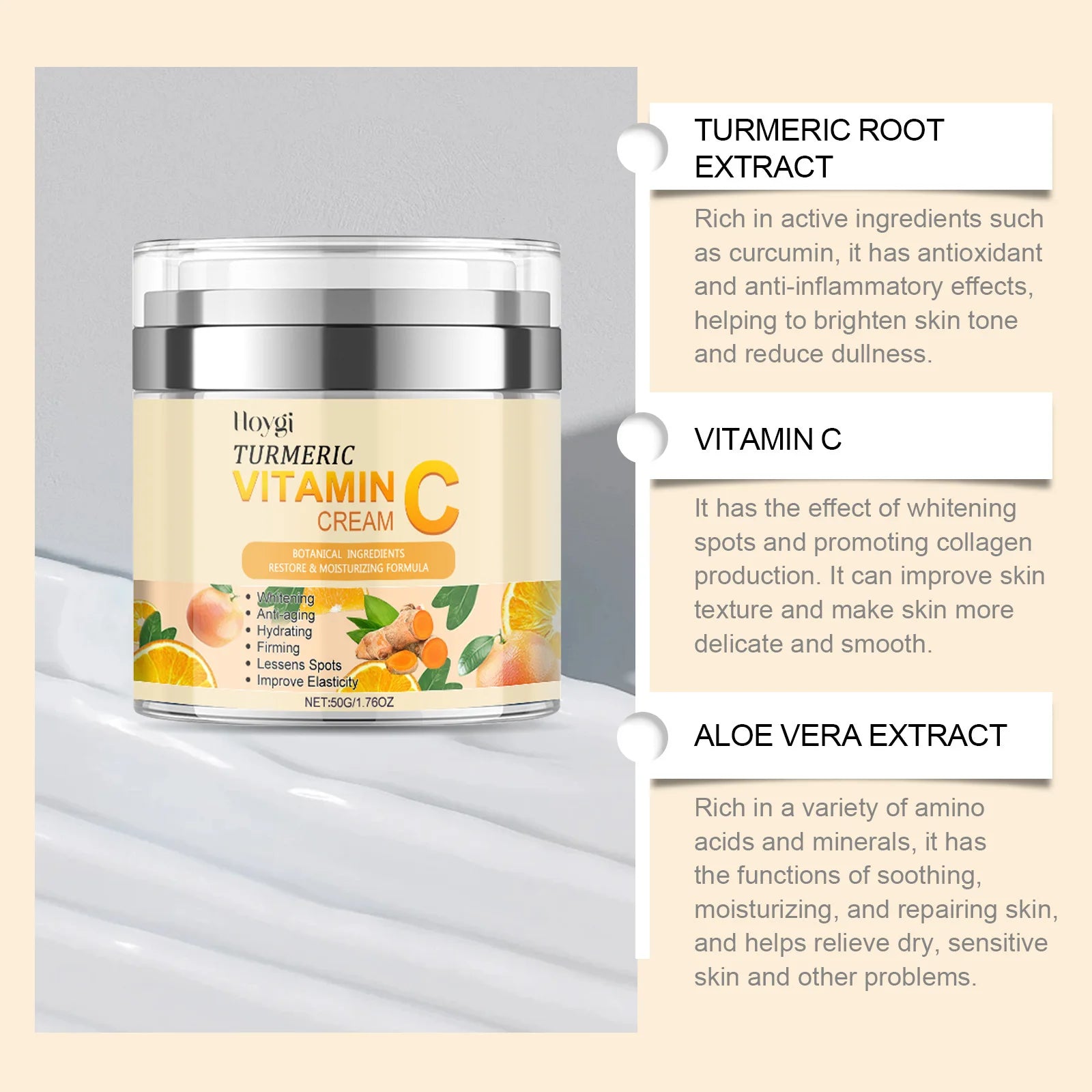 Nettoyant au curcuma, contrôle de l'huile, élimination des taches foncées, Anti-acné, nettoyage en profondeur, rétrécissement des pores, crème hydratante à la vitamine C