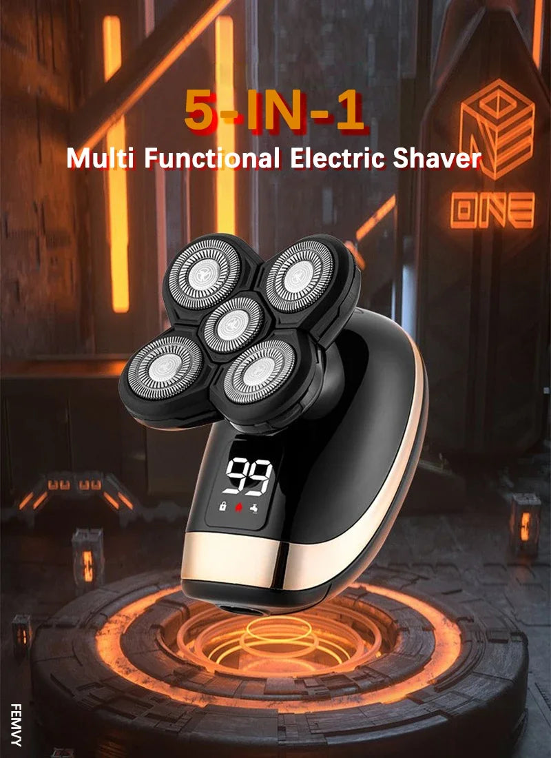 Rasoir électrique 5 en 1 pour hommes, Machine à raser Rechargeable, pour barbe, humide et sec, double usage, étanche, charge rapide