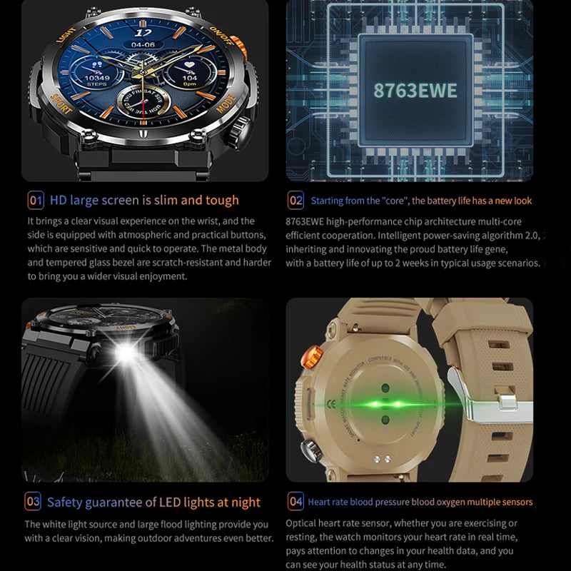 Montre connectée de sport pour hommes, écran tactile HD 2023x360, étanche, surveillance de la santé, appel Bluetooth, nouvelle collection 360