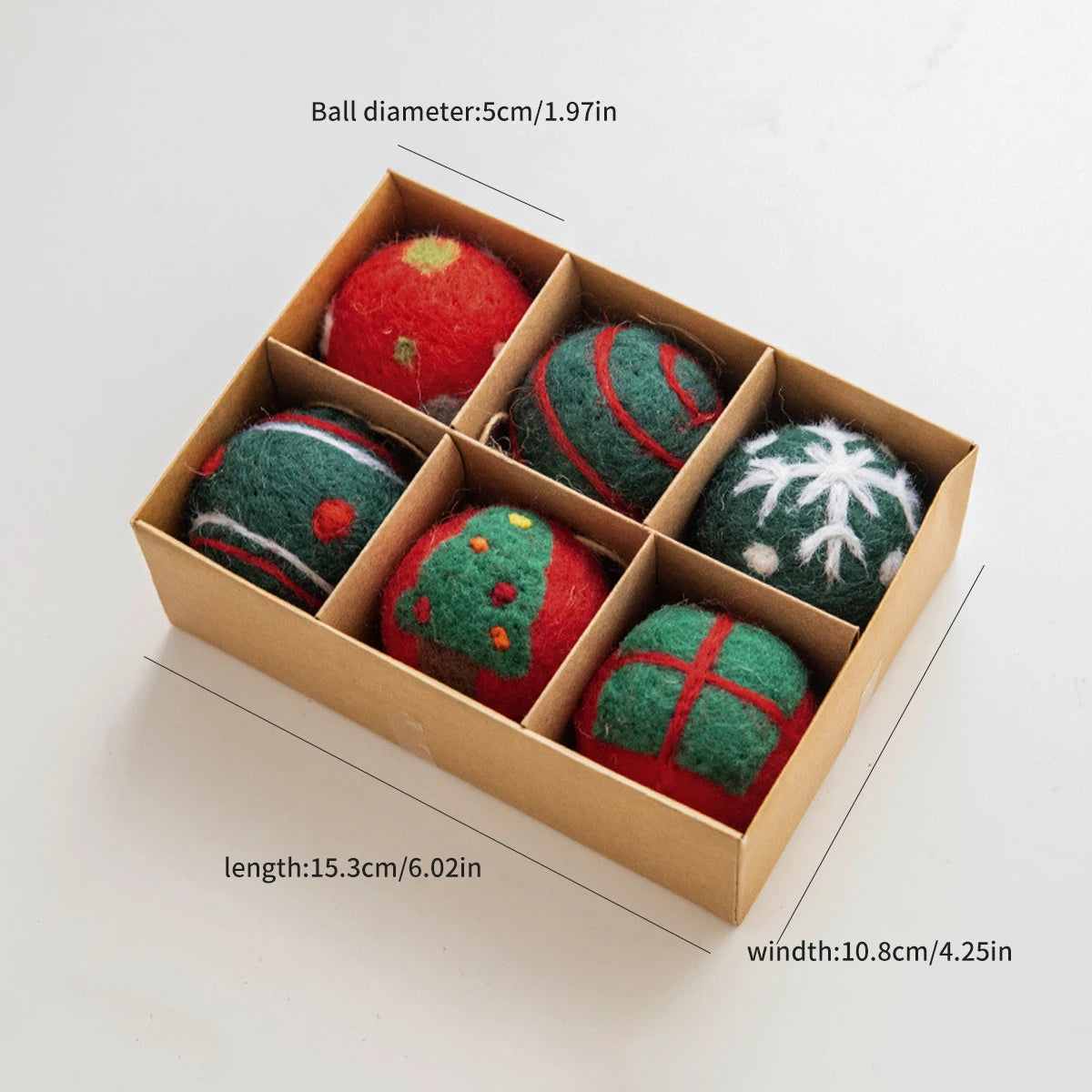 6 felt Christmas decoration balls, small hanging snowflakes, snowman garland, Christmas tree decorations, Christmas gifts