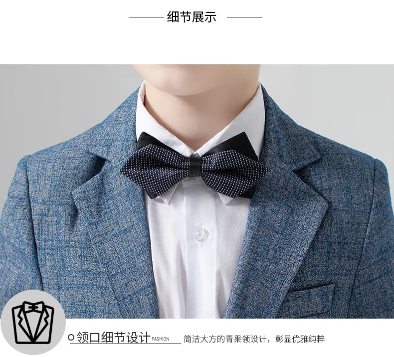 Children's Wedding Show Suit, Formal Suit, Blazer, Jacket, Pants, Bow Tie, 3 Pieces