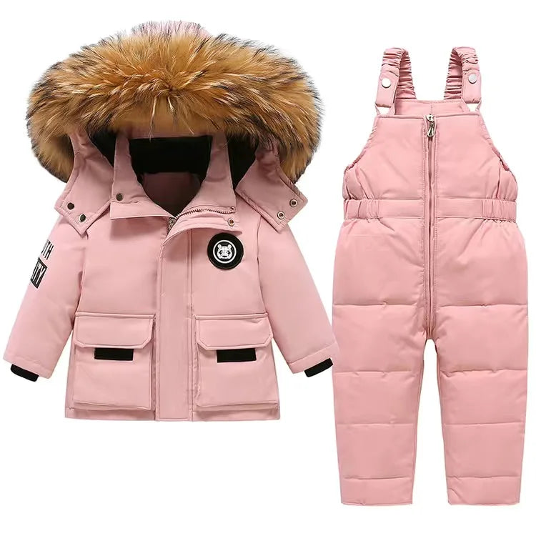 Ensembles de vêtements pour tout-petits, combinaisons de neige d'hiver pour bébés filles, doudounes chaudes, combinaisons à capuche en fourrure optique, combinaisons trempées, 0-3 ans