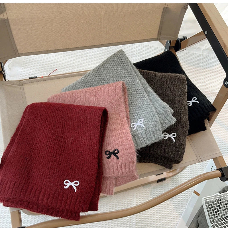 Écharpes coréennes avec nœud brodé pour enfants, bonnet doux pour enfants, chapeau épais pour filles et garçons, casquette chaude imbibée d'hiver, chapeaux mignons, 2 pièces