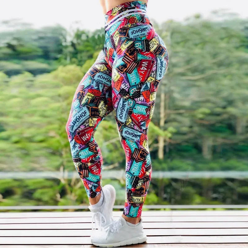 Leggings femmes Sexy Sport gymnastique entraînement imprimer taille haute pantalons de Yoga Fitness Joggings course entraînement Legging femmes vêtements