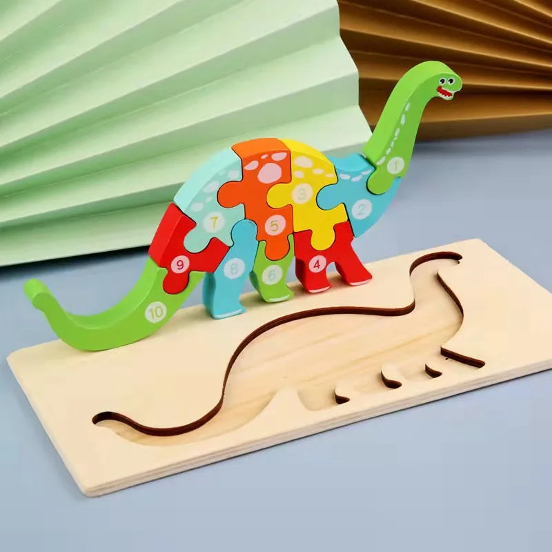 Puzzles en bois Montessori pour enfants, jouets Montessori pour tout-petits de 2 3 4 5 ans, Puzzle 3D, jouet éducatif dinosaure