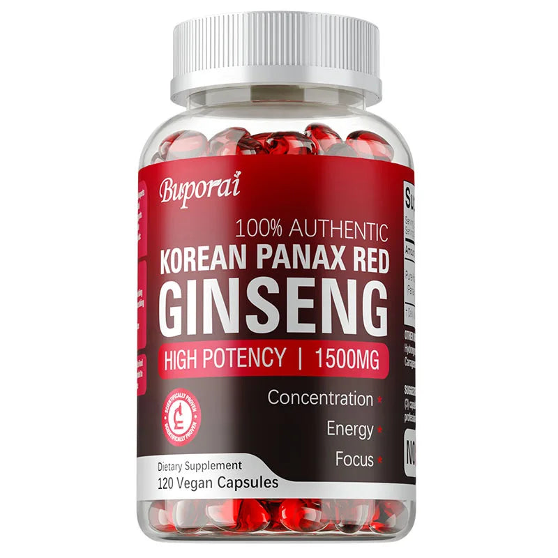 Supplément coréen au ginseng Panax rouge – Améliore l'endurance, la force et l'équilibre de l'humeur fort pour l'énergie, l'endurance et la concentration – 120 pièces