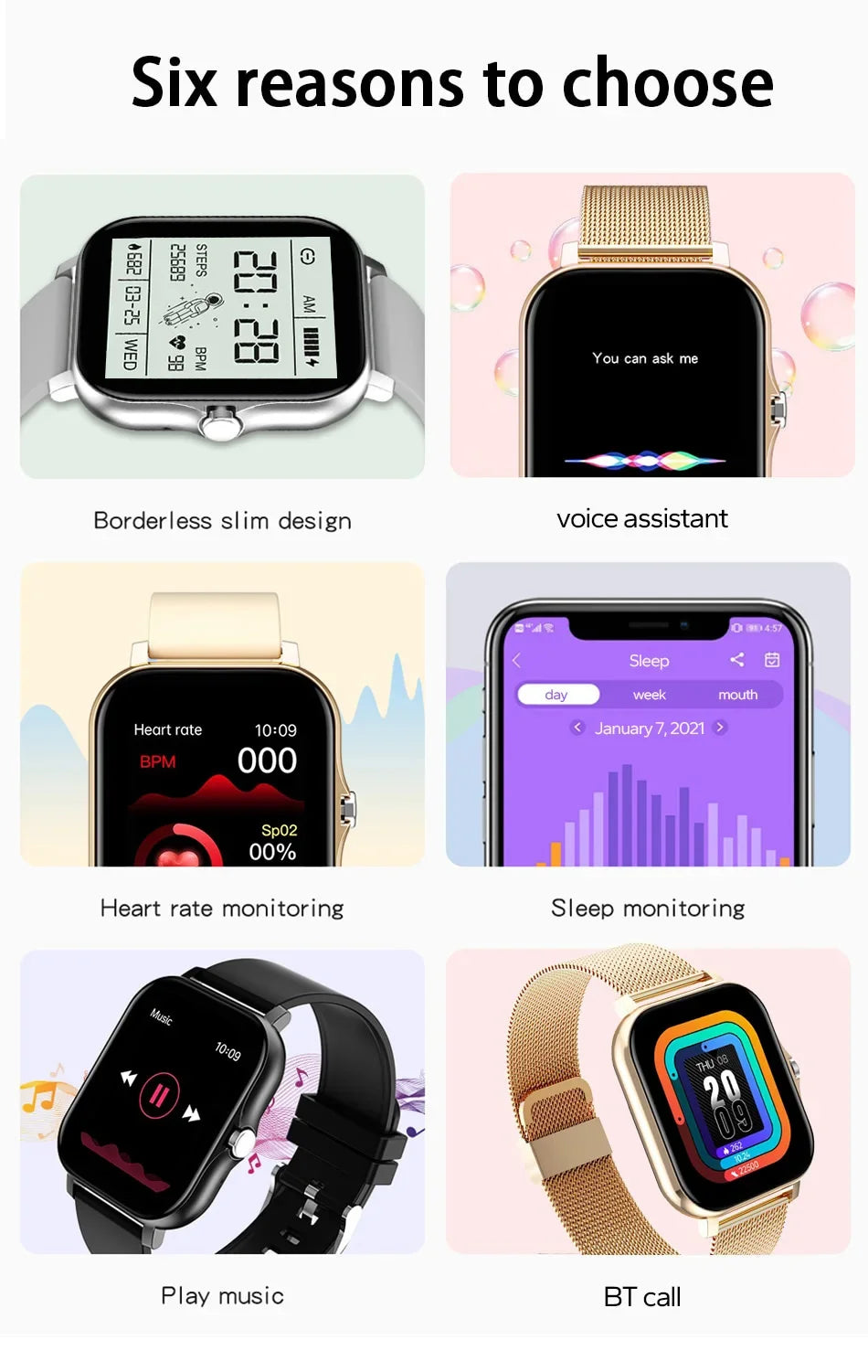 Montre intelligente pour téléphone android. Écran couleur 1,44 pouces, entièrement tactile, appel Bluetooth, montre intelligente, charge magnétique