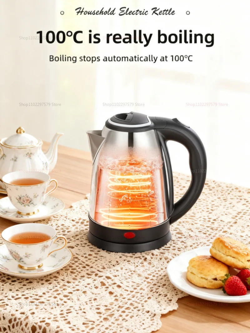 Bouilloire électrique intelligente ménage en acier inoxydable bouilloire à eau Portable 1500W eau bouillante Pot 2L bouilloire appareil ménager royaume-uni/ue