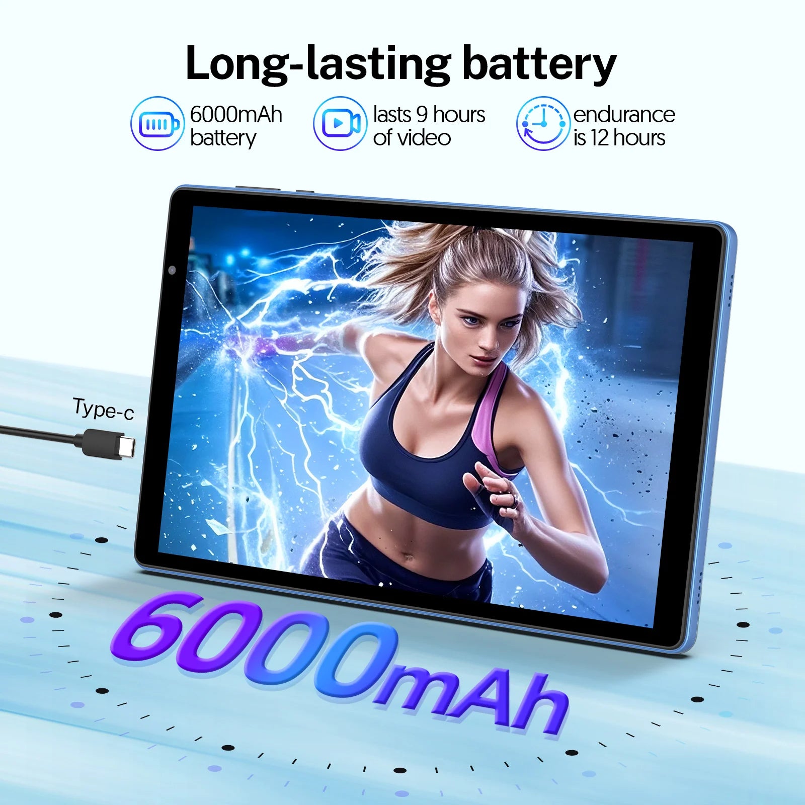 Dernière tablette Android 14, tablette 10 pouces, processeur Quad-core, WiFi 5G, 4 Go de ROM + 32 Go de RAM, résolution 1280 x 800, batterie 6000 mAh