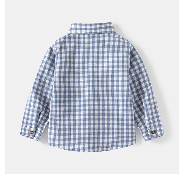 Chemises à manches longues en coton pour enfants, chemisier à carreaux, haut décontracté, vêtements pour bébé, col, garçons, 2-7 ans, nouveau, 2025