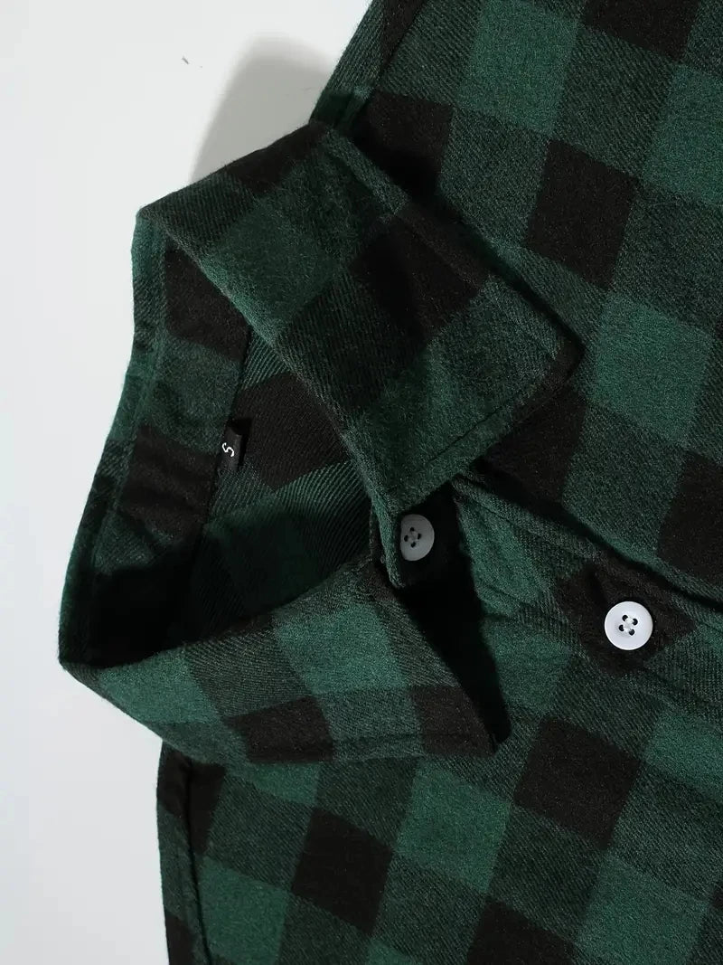 Chemises pour hommes simple boutonnage classique Plaid intelligent décontracté chemise en flanelle à manches longues poitrine deux poches conception printemps automne hommes hauts