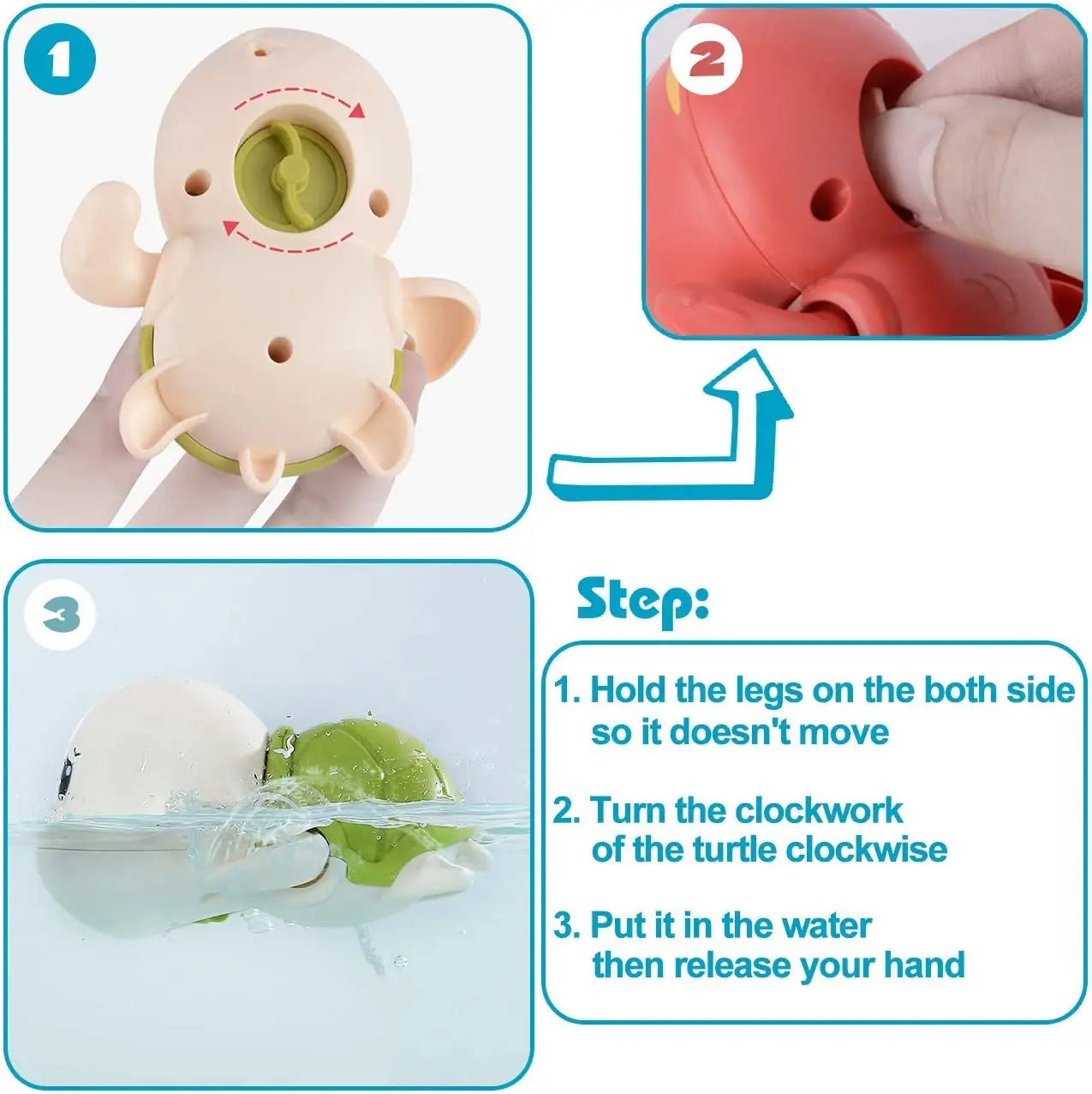 Jouets de bain pour bébé, 3 pièces, tortues de natation mignonnes, jeu d'eau, jouets à remonter pour enfants d'âge préscolaire, jouets de piscine