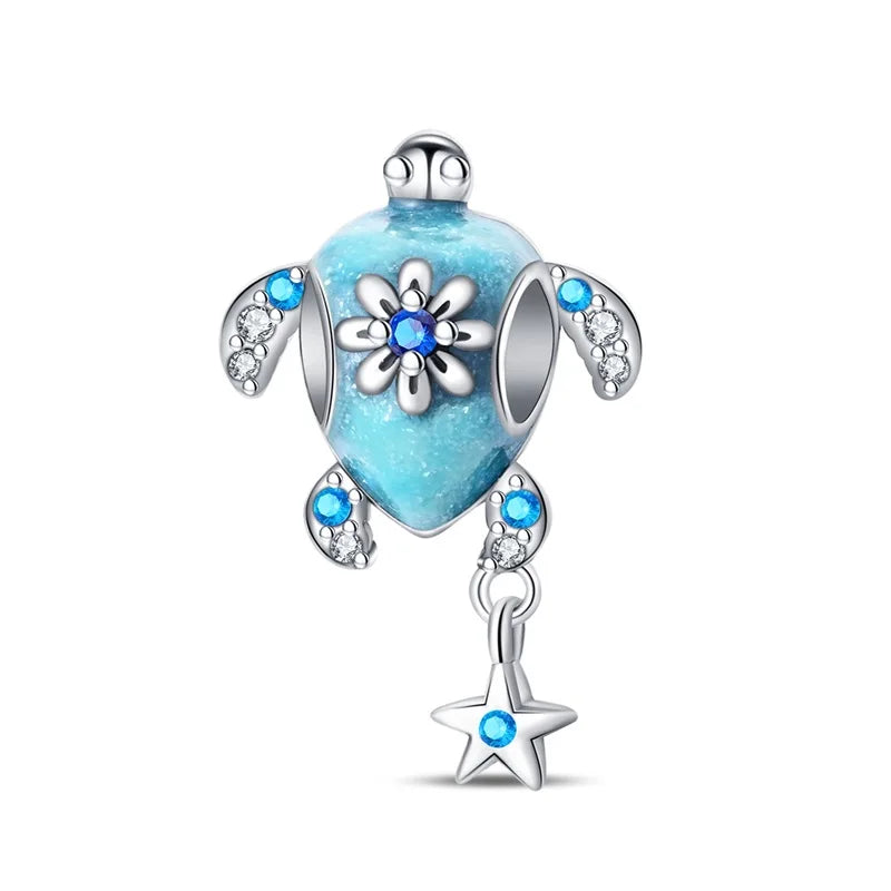 Pendentif de Collection d'écologie marine en argent Sterling 925, mignon, méduse, hippocampe, baleine et tortue, bijoux fins, cadeau de fête sur la plage
