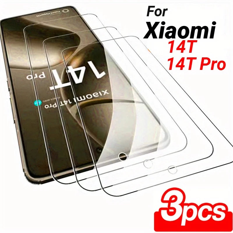 Tempered glass screen protector, 3-pack, for Xiaomi Mi 15T, 14T, 13T Pro; Protective film for Xiaomi Mi 12T, 11T, 10T Pro