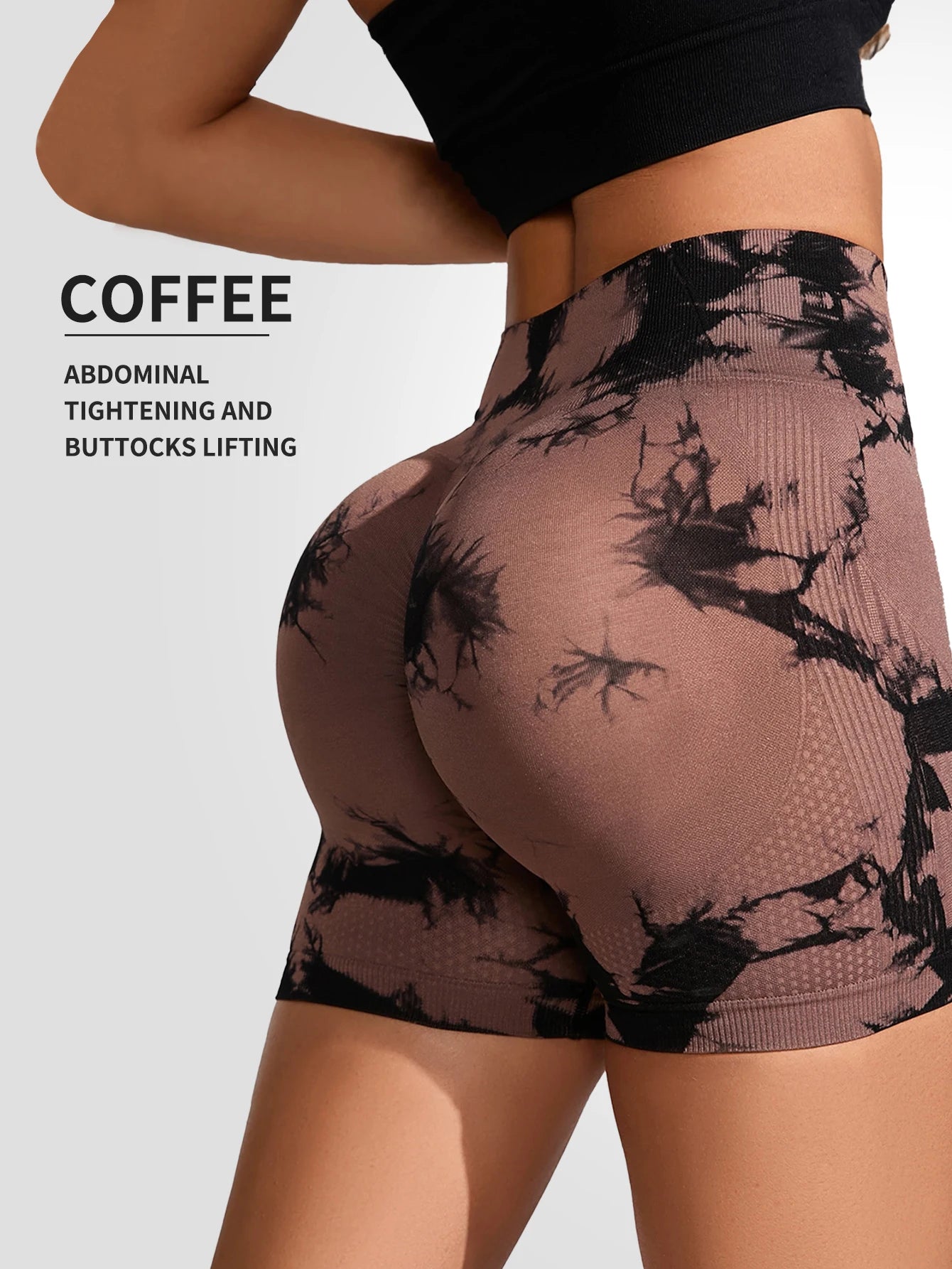 Pantalon de Fitness sans couture teint par nouage pour femmes, taille haute et levage, short serré de sport, course à pied, Sexy, pêche, Fitness, Yoga