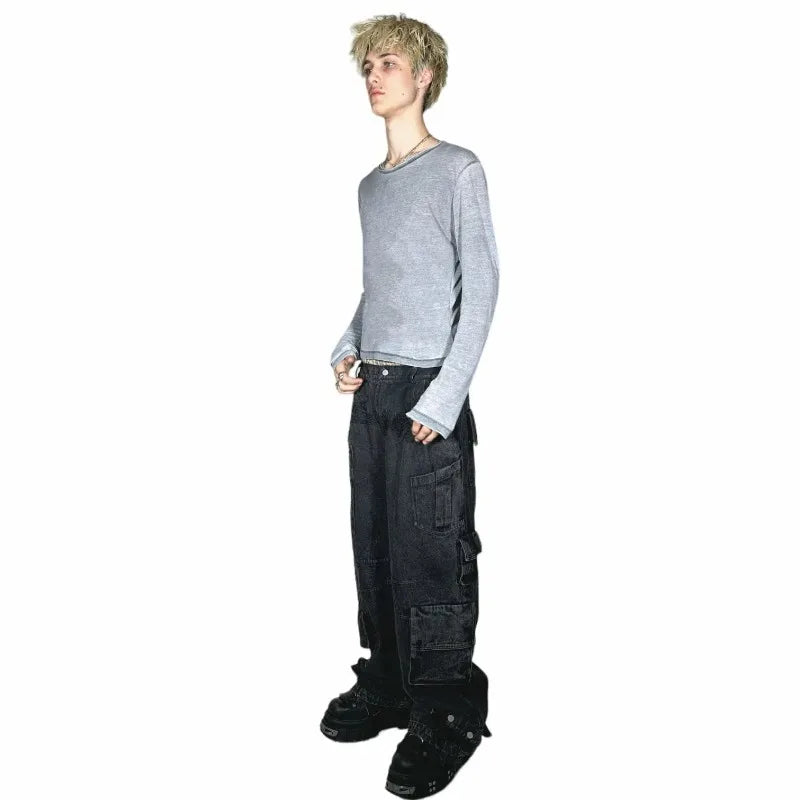 Y2K – jean Baggy en Denim pour femmes, pantalon Cargo, Vintage, multi-poches, taille haute, nouveau pantalon large gothique Harajuku, Streetwear