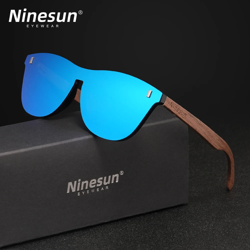 NINESUN haute qualité noyer lunettes de soleil bois lunettes polarisées hommes femmes UV400 sans monture Original en plein air mode casual lunettes