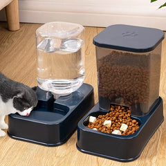 Automatic cat and dog feeder with water dispenser, pet bowl and drinker, intelligent portion control for cats and dogs, battery-free