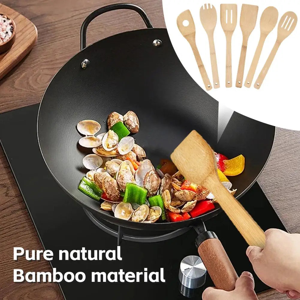 Ensemble d'ustensiles de cuisine en bois, spatule de cuisine en bambou, cuillères, outils à Long manche, miel, café, lait, cuillère à café, épices, condiments