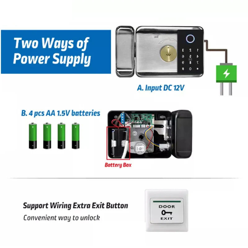Serrure de porte intelligente électronique sans clé, serrure à empreintes digitales, étanche, Tuya, télécommande WiFi, Bluetooth, carte d'application TTLock, code numérique