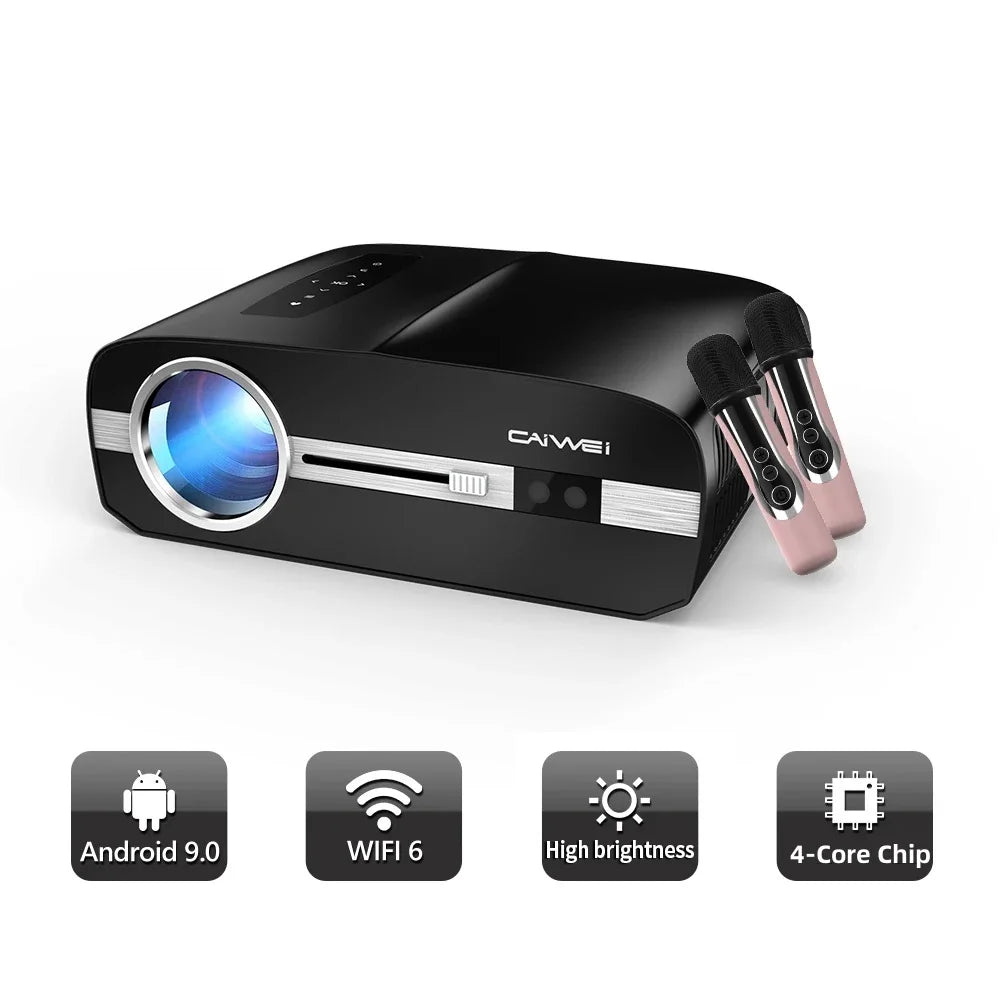 Projecteur Android Smart TV 4K projecteur de lumière du jour à mise au point automatique pour films Home cinéma WIFI 6 projecteur de faisceau ANSI 3000 avec karaoké