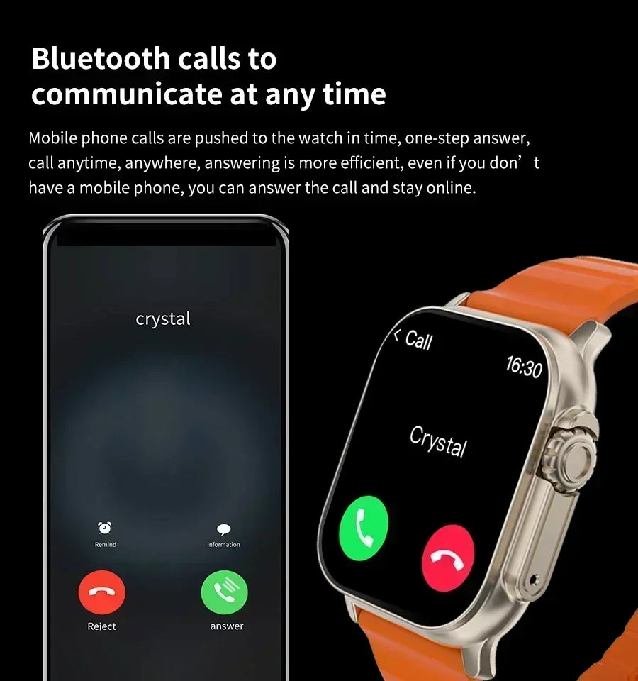 Montre intelligente avec écran Full Touch HD 2.08 "49mm, Support NFC, charge magnétique, appels Bluetooth, santé et Fitness Tra
