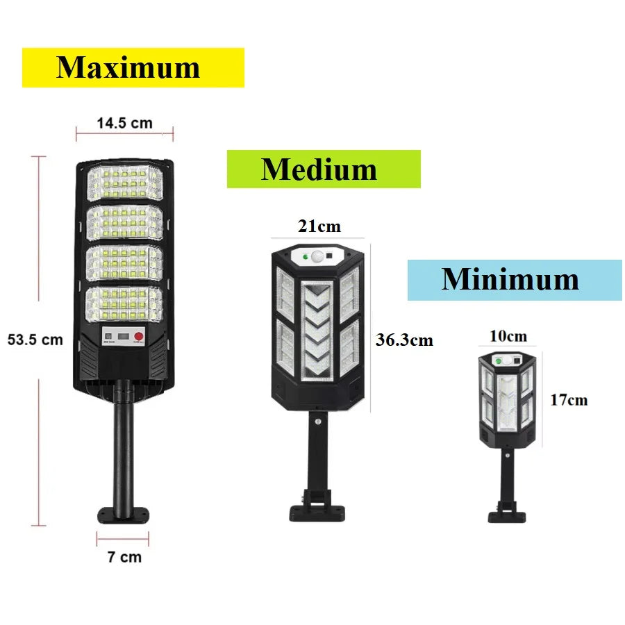 10000W Ultra Powerful Outdoor Solar Lights, 320° Wide Beam Angle, Adjustable Brightness Streetlights