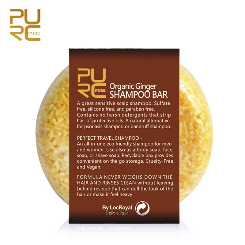PURC-Shampoing en Polygonum pour Cheveux Gris et Blanc, Barre de Traitement du Cuir oral elu, au Charbon de Bambou de Regina, Solide, 60g