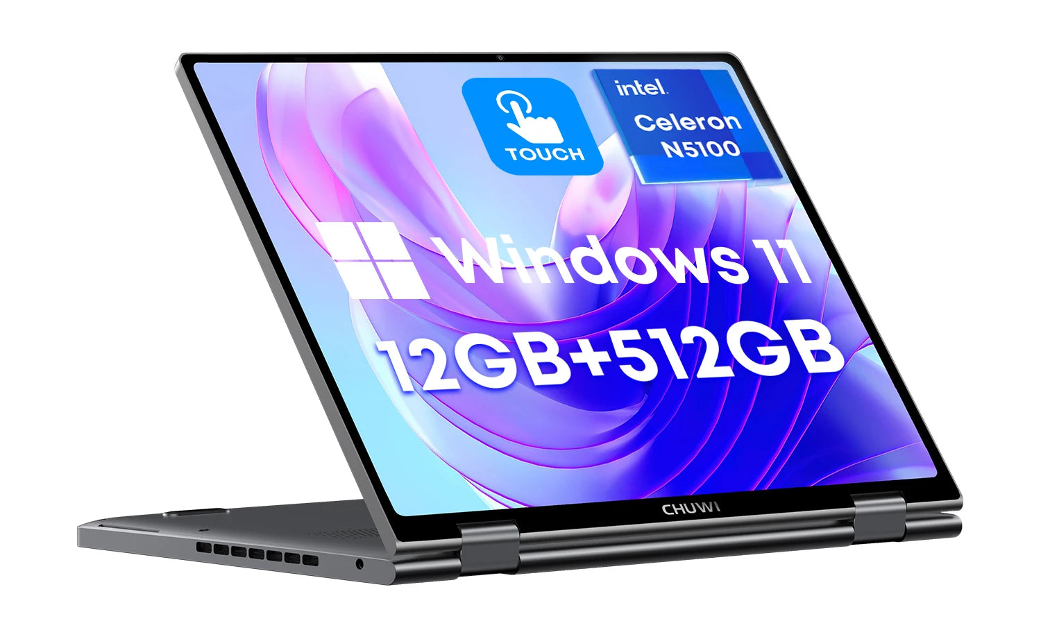 CHUWI MiniBook X Intel N150 10.51 pouces 2-en-1 tablette ordinateur portable 12GB LPDDR5 512G SSD Windows 11 ordinateurs portables Mini ordinateur portable 2K FHD WiFii 6