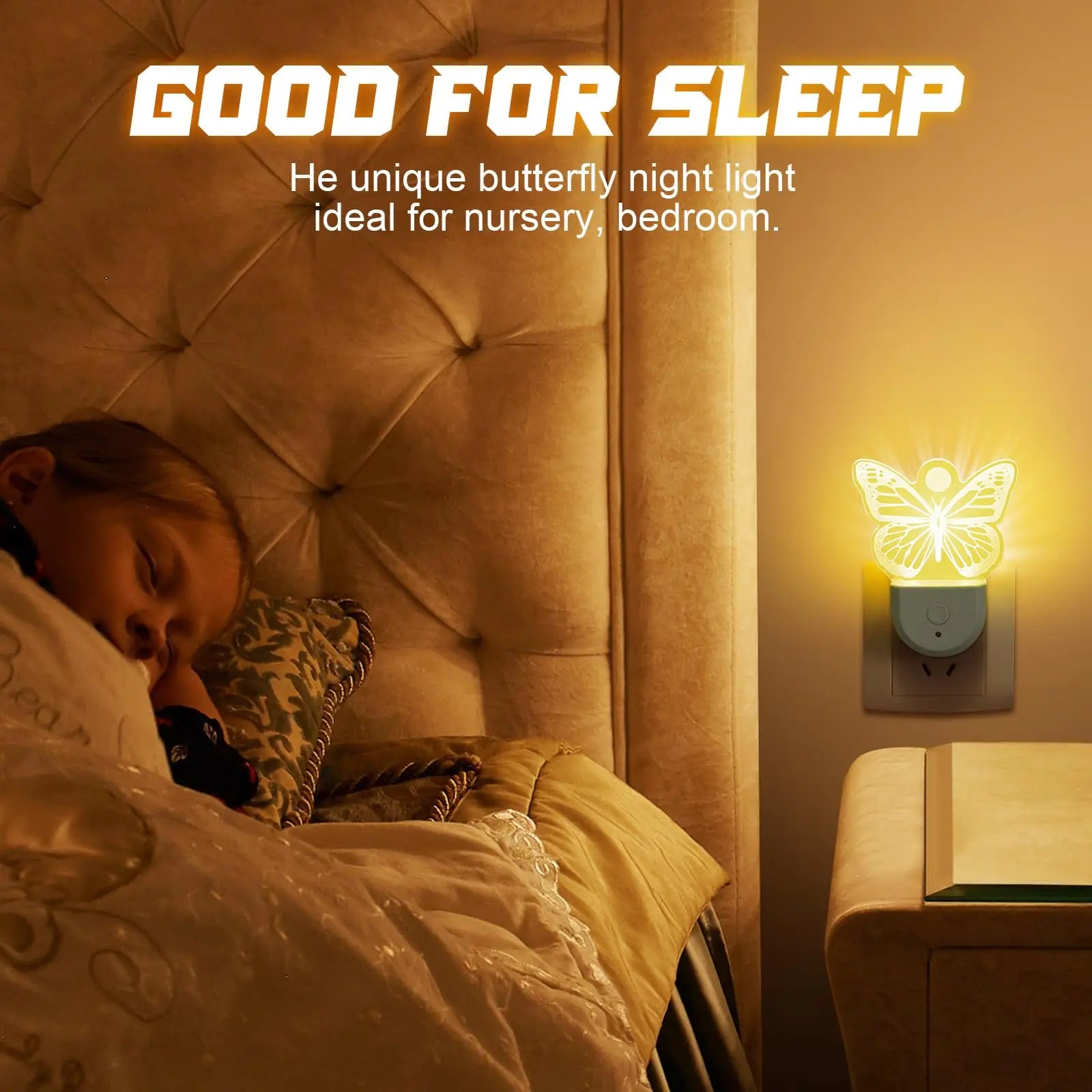 Veilleuse papillon pour enfants, applique murale à LED, RVB, 6 couleurs changeantes, veilleuse pour chambre d'enfant