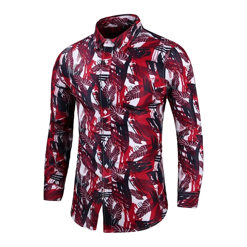 Chemise Slim Zones Me pour hommes, tenues florales, streetwear vintage, style chinois, chemises provoqué à manches longues, chemisiers pour hommes, 2022