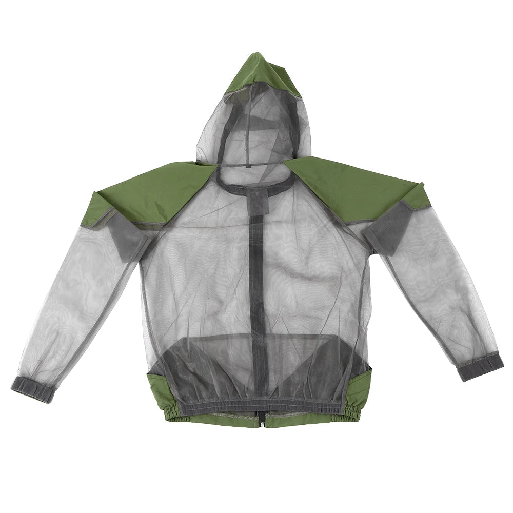 Outdoor mosquito-repellent jacket, Olympic-sized mesh hooded jacket, fishing and camping jacket, insect protection, mesh shirt, gloves and pants
