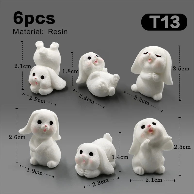 Figurine de pâques de noël, lapin blanc, carotte, bricolage, décor de chambre Kawaii, accessoires de décoration de jardin féerique miniatures modernes