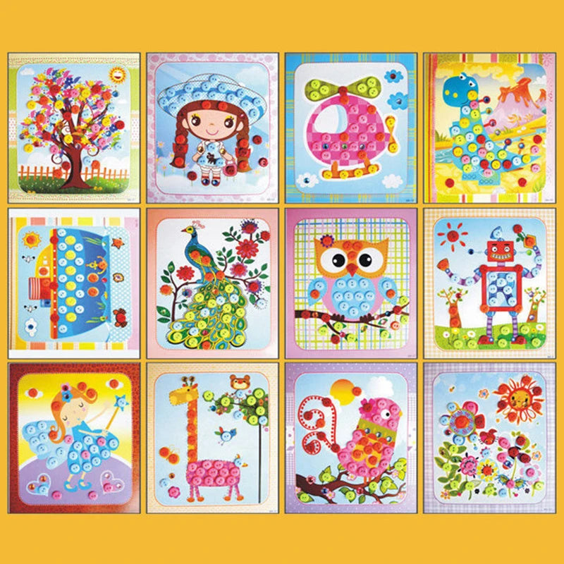 Enfants autocollants faciles à poser jouets bouton/pompon/diamant éducation précoce enfants Puzzle à la main peinture créative 3-6 ans cadeaux TMZ