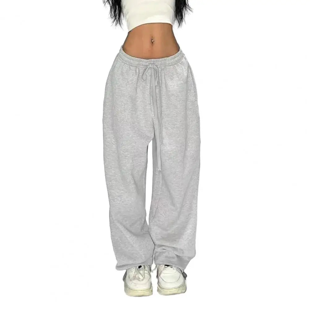 Women's Casual Sweatpants, Solid Color, High Waist, Lace-Up, Loose Fit, Jogging, Classic, Baggy, Streetwear, Sport, Dance, Y2K