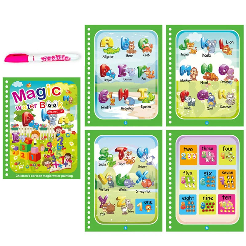 Jouets d'éducation précoce pour enfants, livre magique avec stylo, dessin à l'eau, jouets Montessori, livre de coloriage réutilisable, livre de dessin magique